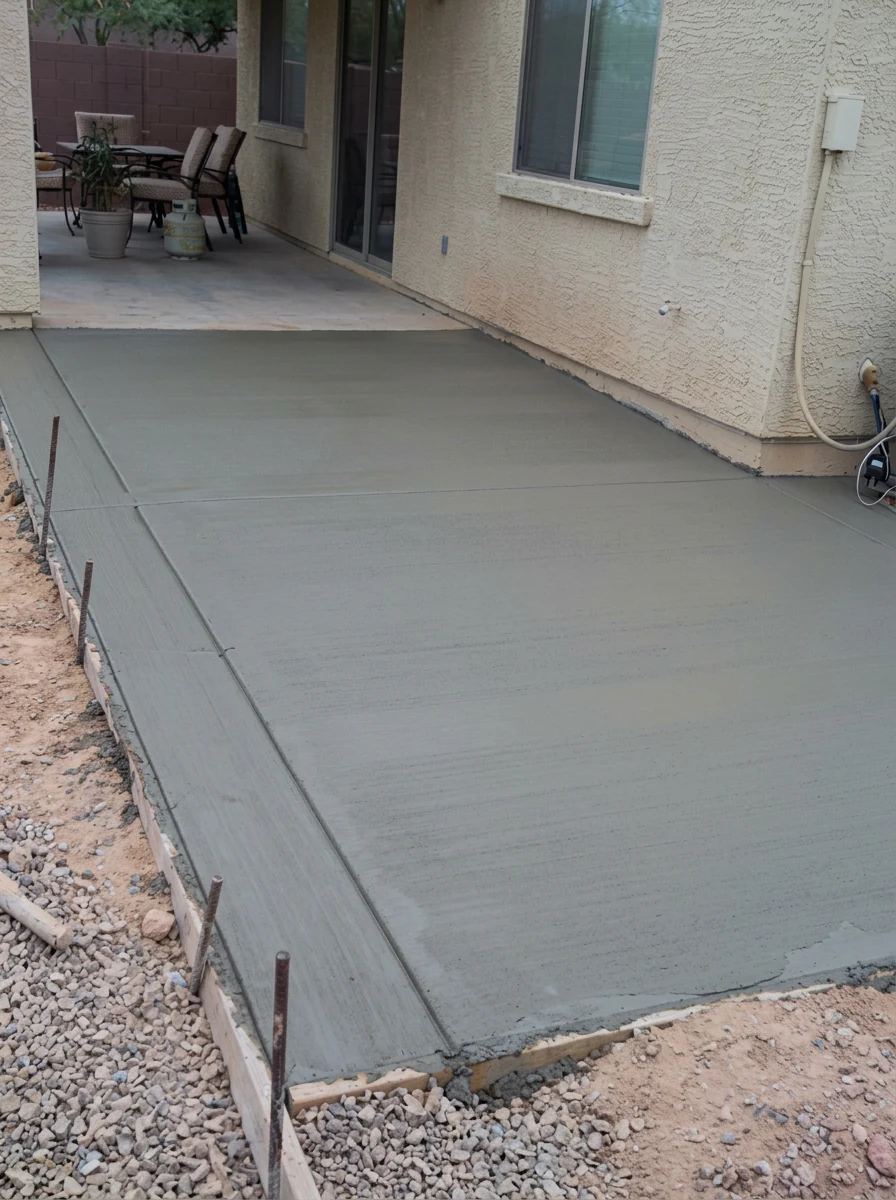 Concrete patio finishing project by Omniscient Construction Services in Arizona